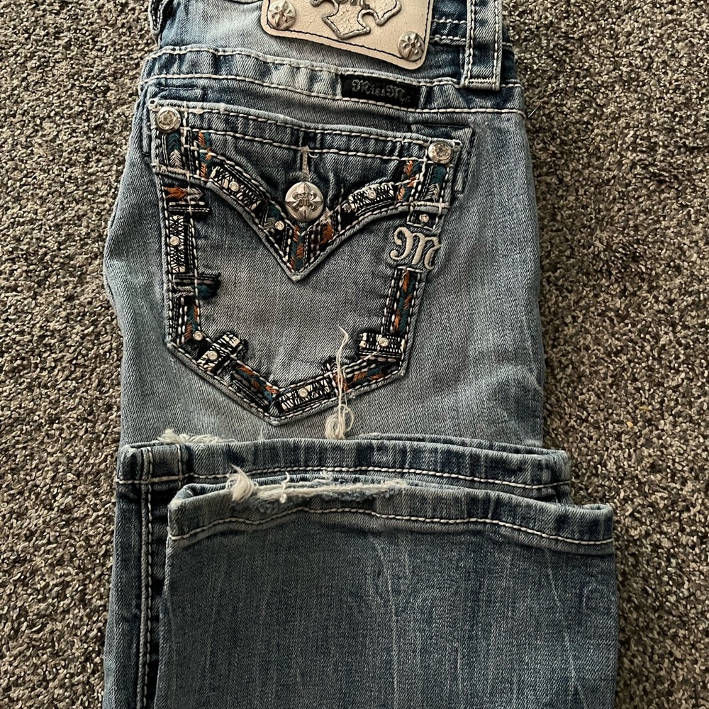 Miss Me Women's Blue Embroidered Pocket Jeans